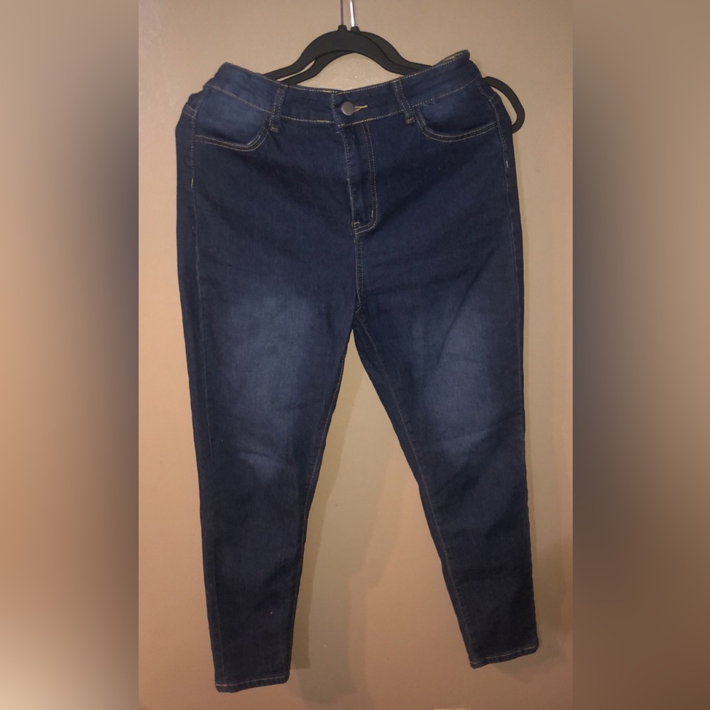 - Brand: Unknown 
- Size: L (large)
- Color: Dark Blue
- Material: Denim